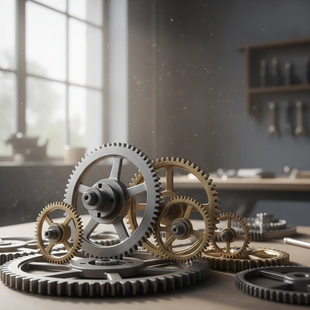 Neatly organized mechanical robot parts
