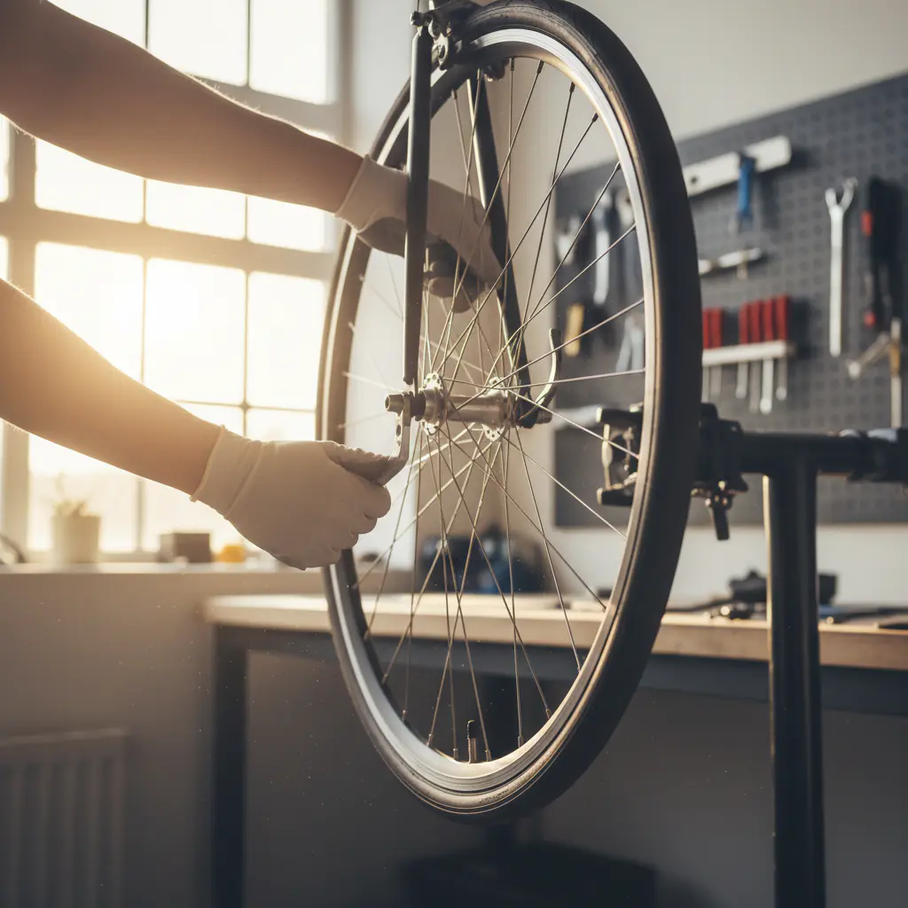 Hands attaching wheels